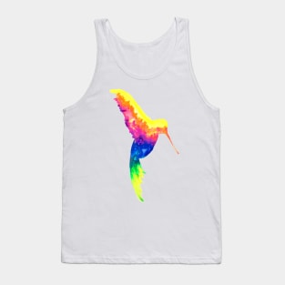 Rainbow Watercolor Hummingbird Tank Top